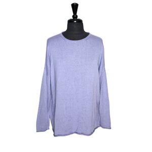 A5 New EILEEN FISHER Hydrangea Org Cotton Tencel Rolled Neck Sweater Sz M $198